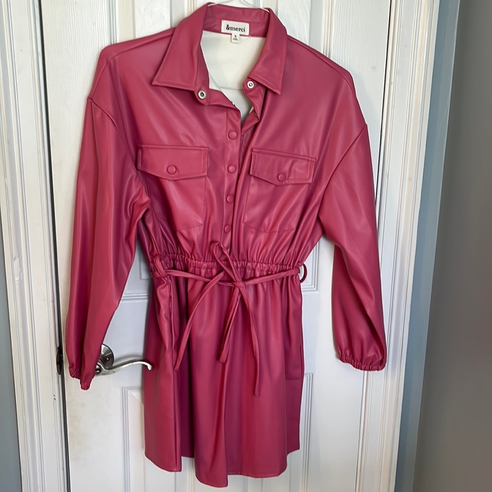 Pink leather type dress